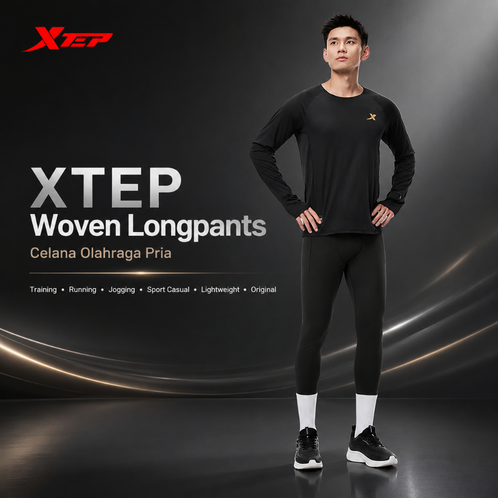 XTEP Woven Longpants Celana Olahraga Pria Training Running Jogging Sport Casual Lightweight Original