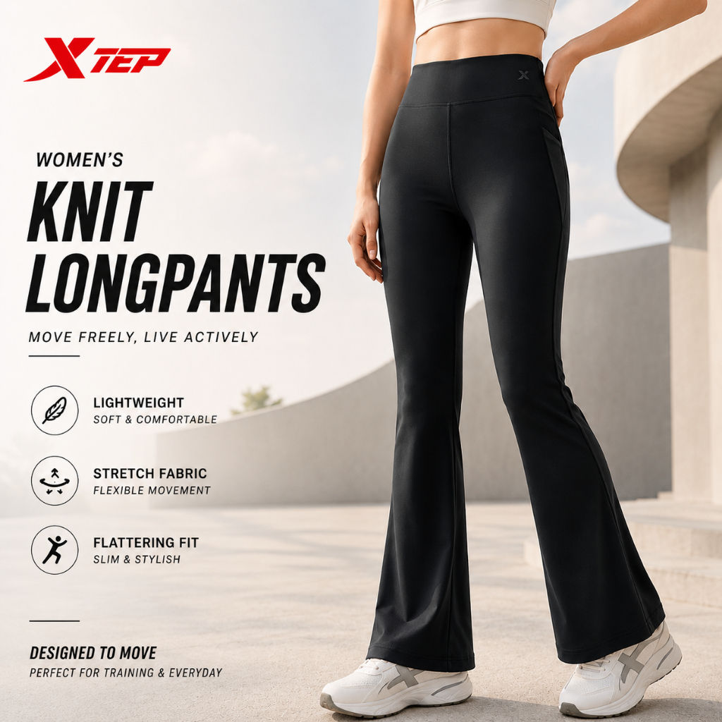 XTEP Knit Longpants Wanita Celana Olahraga Original Training Running Jogging Sport Casual Pants Lightweight 975328630033
