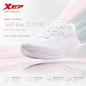 XTEP AirFlow 2.0 LITE Sepatu Lari Wanita Summer Version Energetex 38° Midsole Memory Foam Breathable Lightweight Stable Running Shoes